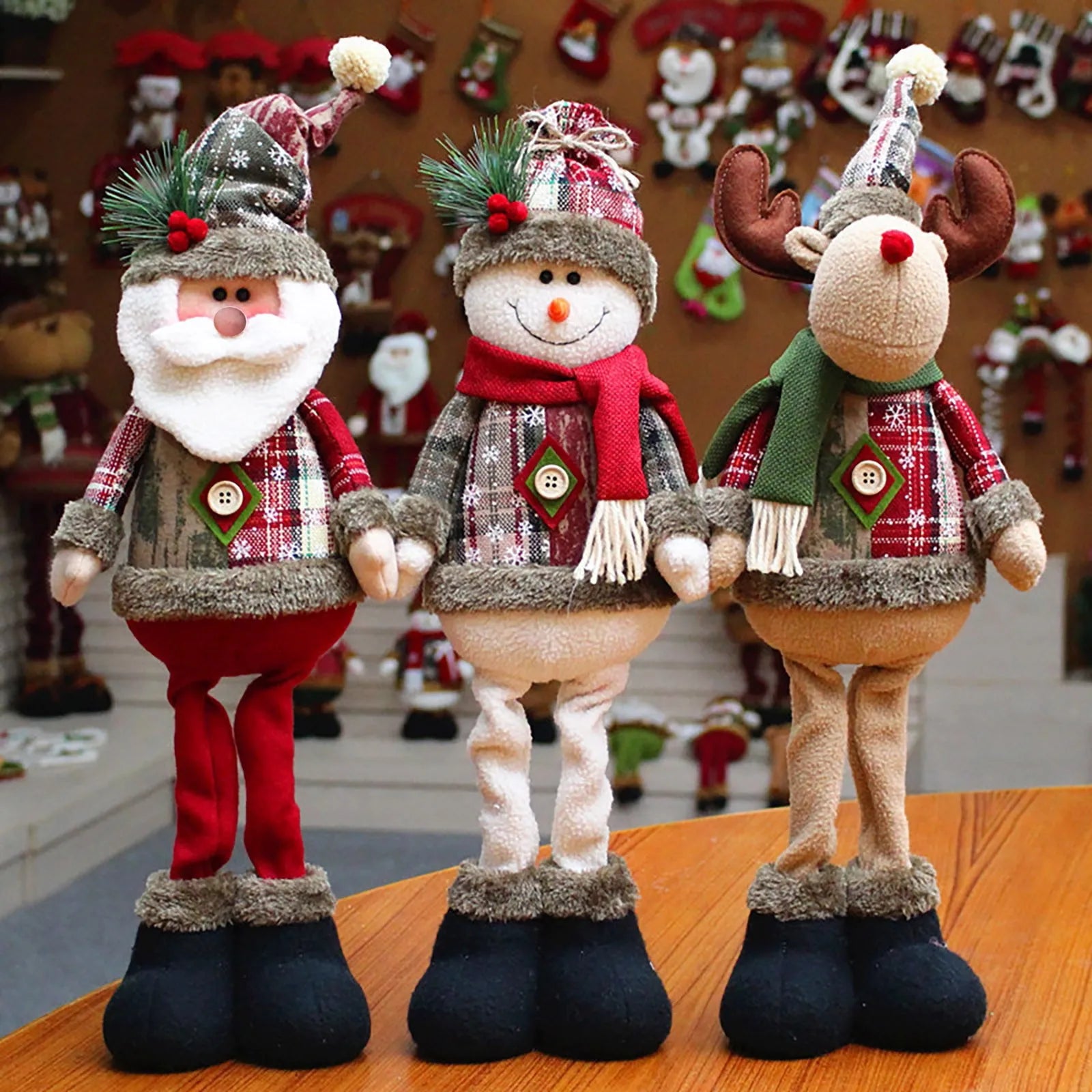 3PCS Christmas Decorative Christmas Dolls Reindeer Snowman