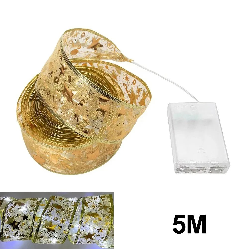 Christmas Ribbon Fairy Light Christmas Decoration For Home 2025