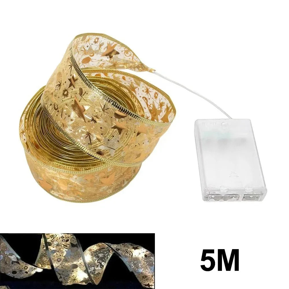 Christmas Ribbon Fairy Light Christmas Decoration For Home 2025