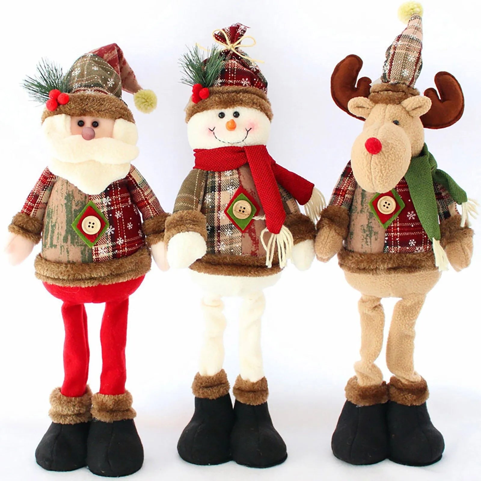 3PCS Christmas Decorative Christmas Dolls Reindeer Snowman