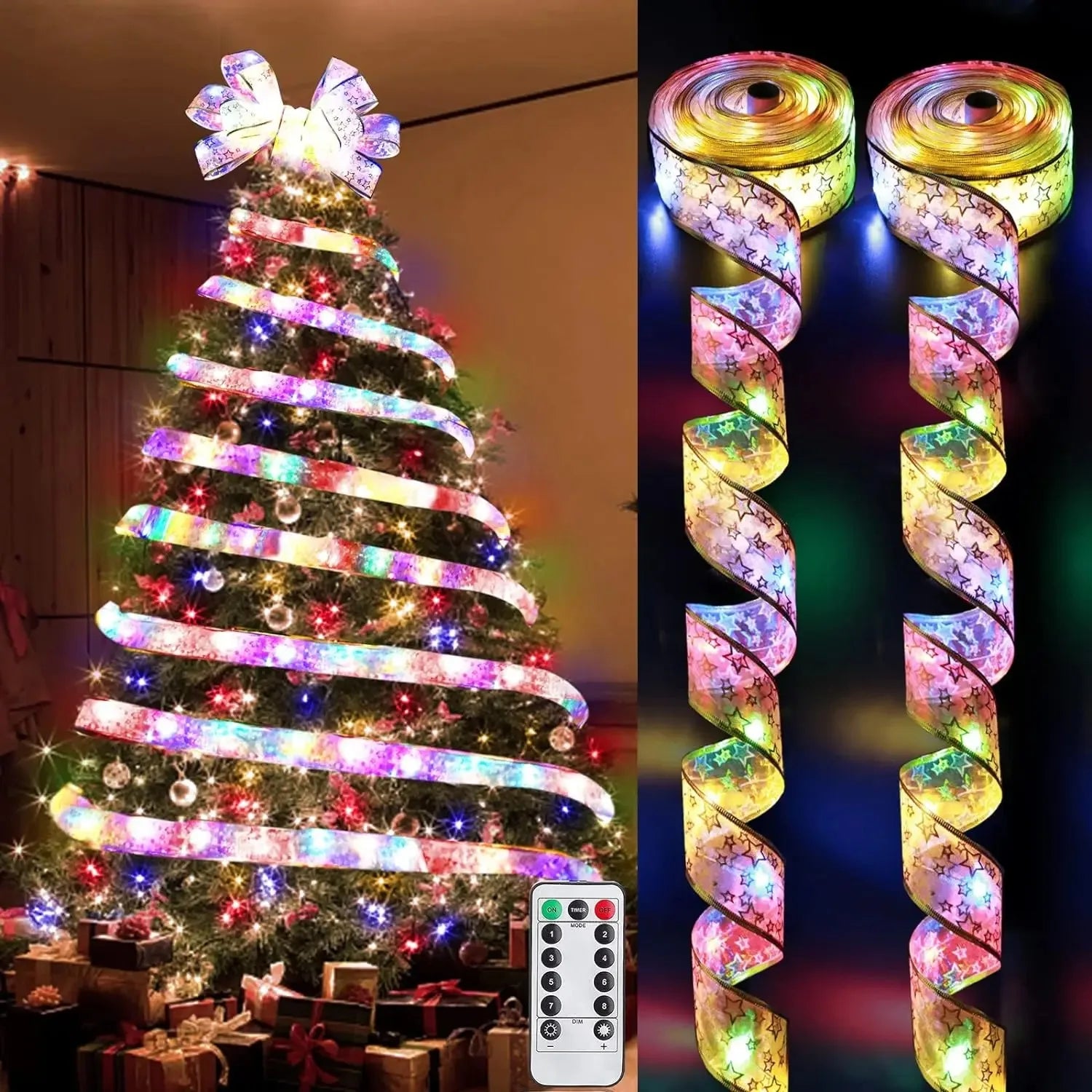 Christmas Ribbon Fairy Light Christmas Decoration For Home 2025